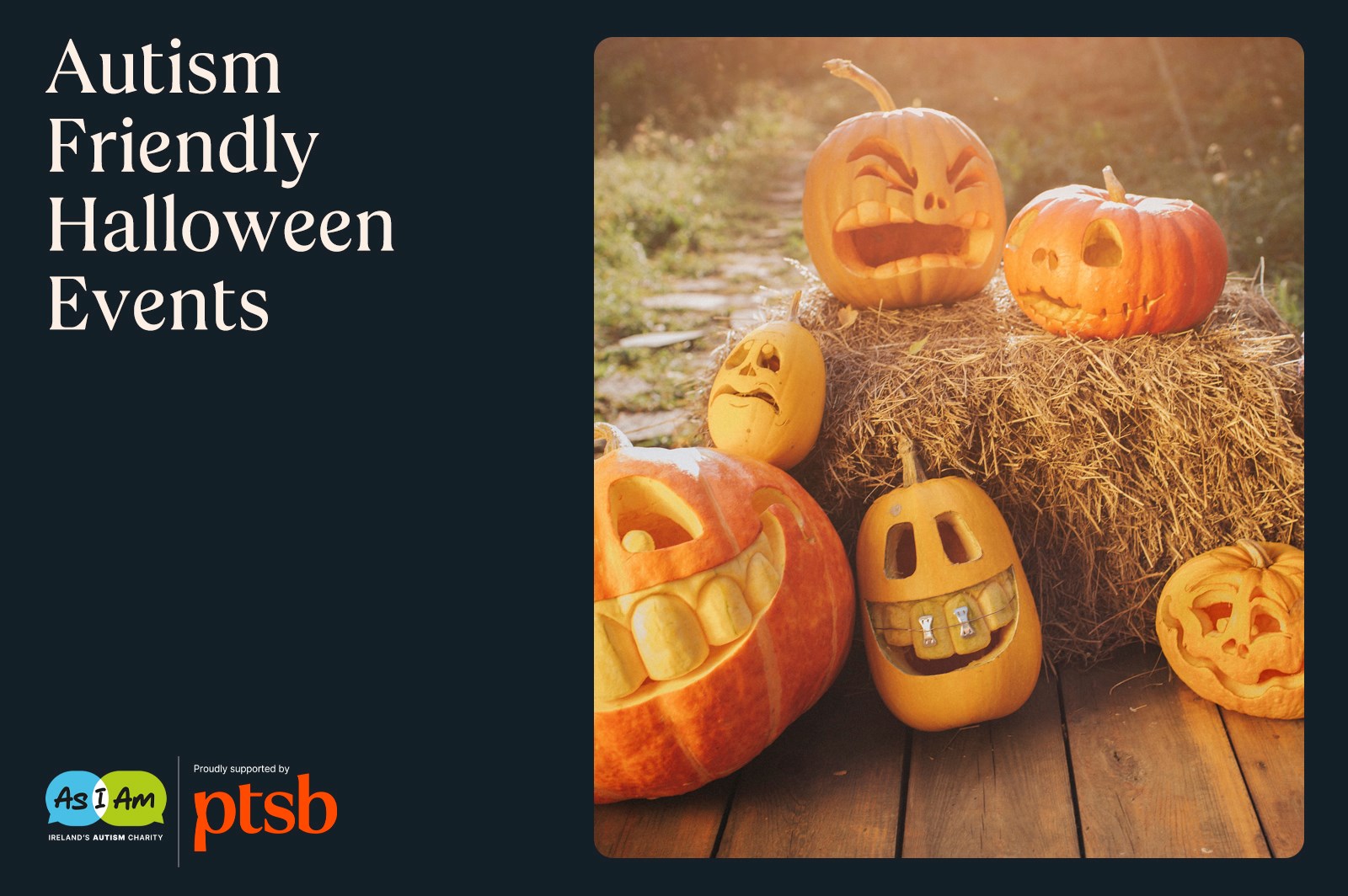 As I  Am Halloween banner with scary pumpkins display