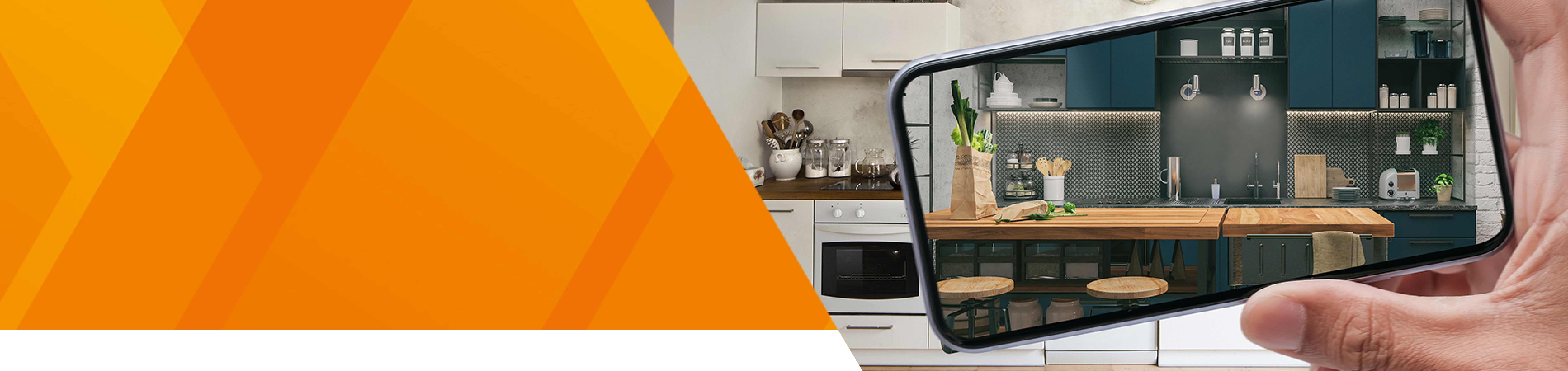 A  kitchen island through the lens of a mobile phone camera