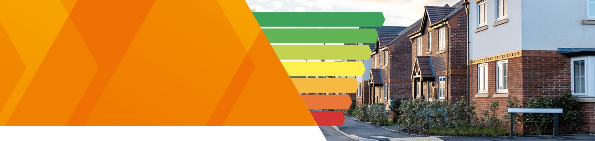 A housing estate with an added graphic of BER bars